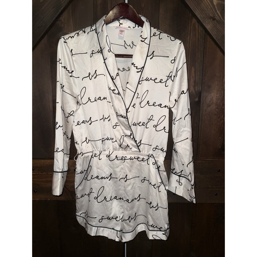 Victoria's Secret Sz Small‎ Satin Pajama Romper Missing Tie
